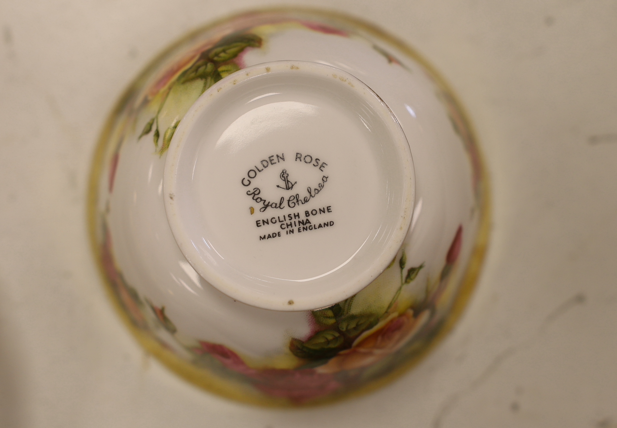 A Royal Chelsea ‘Golden Rose’ pattern part tea service